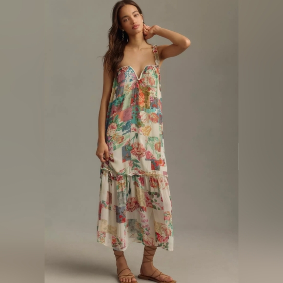 Anthropologie Dresses & Skirts - By Anthropologie Chiffon Shift Midi Dress size Small NWT